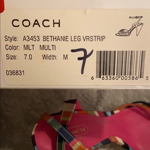 COACH multi-colored heeled sandals size 7 - Picture 8 of 8